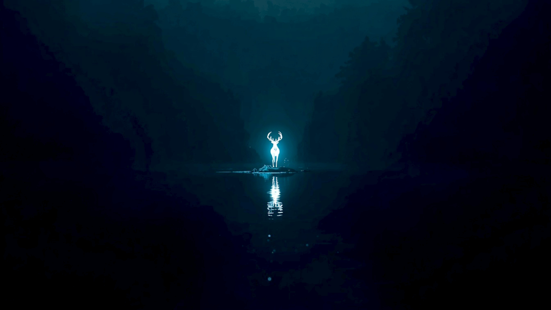 Deer with lake reflection amoled